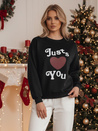 Bluza damska oversize z nadrukiem JUST LOVE YOU czarna Dstreet BY1472z