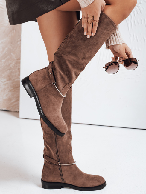 Kozaki damskie zamszowe brązowe Dstreet ZY1204