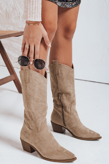 Kowbojki damskie beżowe Dstreet ZY1091