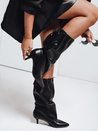 Kozaki damskie z marszczoną cholewką czarne Dstreet ZY1136