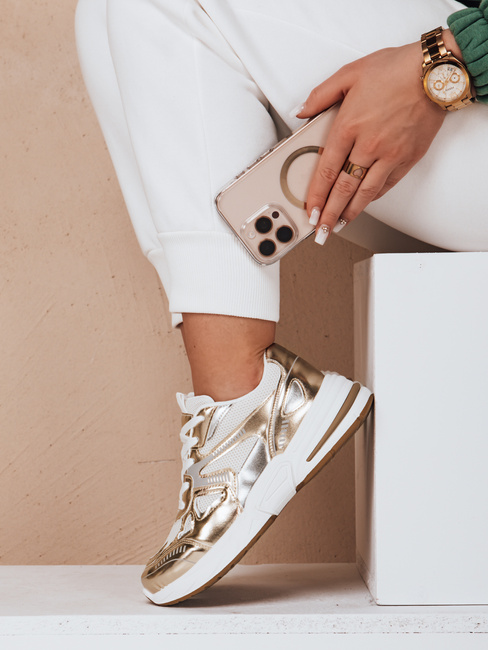 Sneakersy damskie na płaskiej podeszwie ROYALFIT złote Dstreet ZY0618