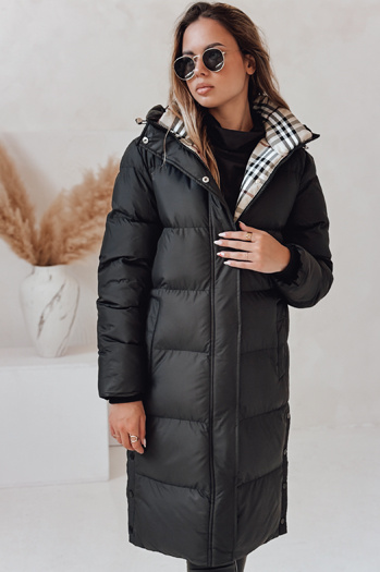 Kurtka damska zimowa WINTERMISS długa pikowana z kapturem czarna Dstreet TY4967