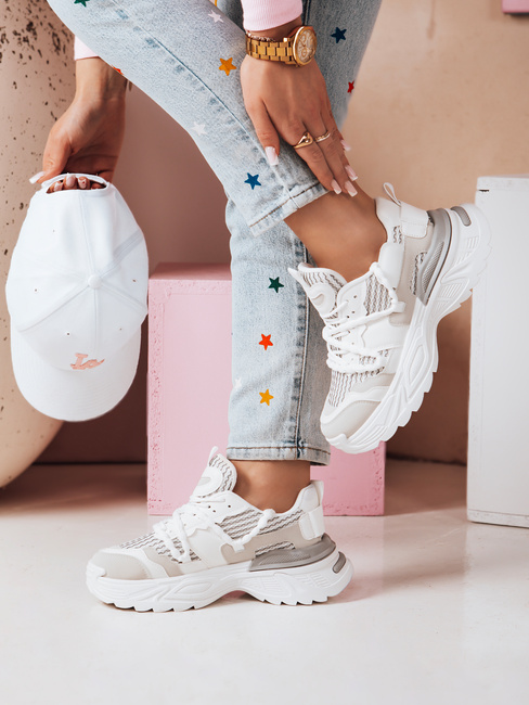 Sneakersy damskie na wysokiej platformie BEASTAR beżowe Dstreet ZY0850