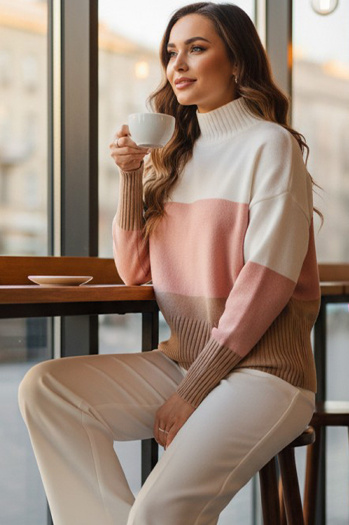 Sweter damski STRIPELO różowy Dstreet MY2417