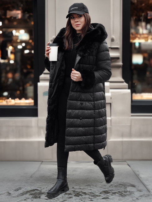 Kurtka damska pikowana długa ZAELEGANTE czarna Dstreet TY4779