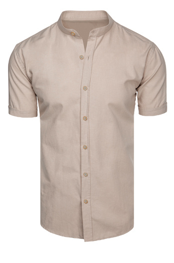 Koszula męska z krótkim rękawem beżowa Dstreet KX1050