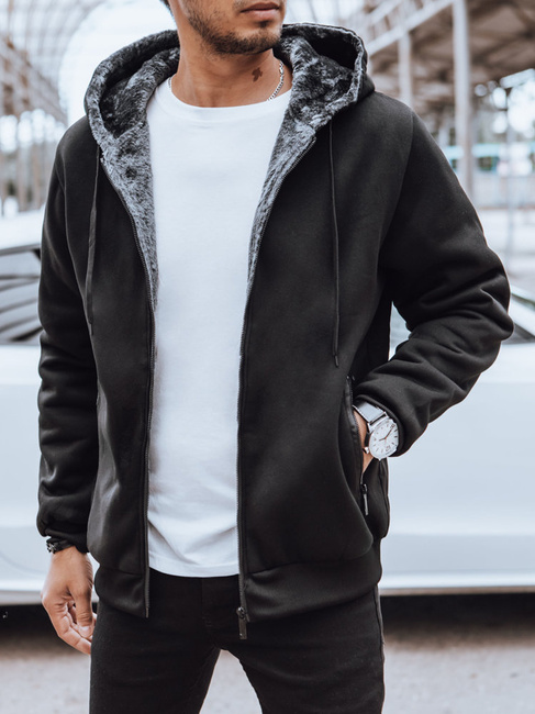 Rozpinana bluza męska ocieplana czarna Dstreet BX5597