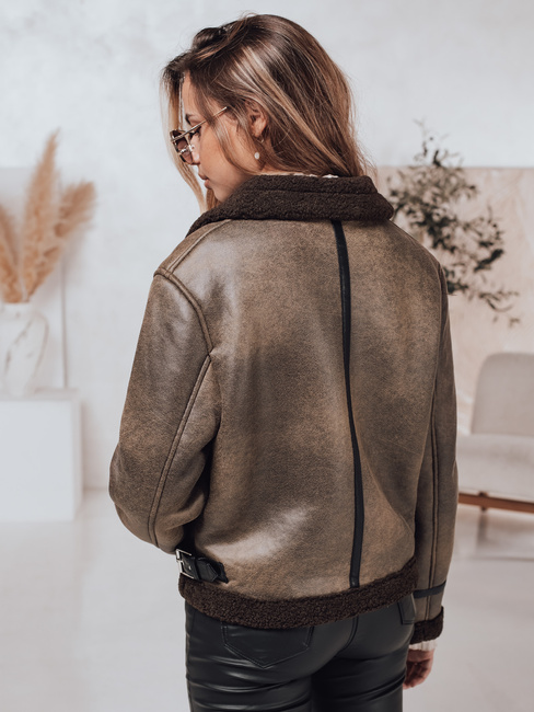 Kurtka damska zamszowa z kożuszkiem KASAMIRA coffee Dstreet TY4740