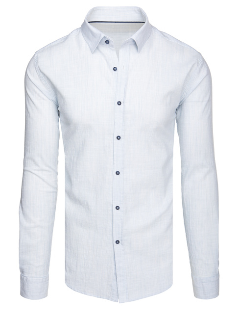 Koszula męska w drobny prążek z długim rękawem biała Dstreet DX2656