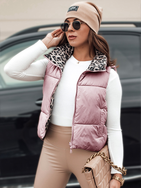 Kamizelka damska LEOVELLA przejściowa krótka pikowana dwustronna różowa Dstreet TY5492