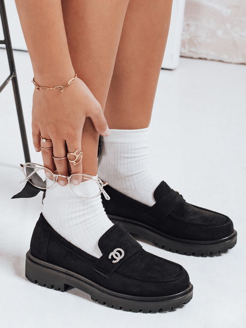 Mokasyny damskie zamszowe czarne Dstreet ZY1129