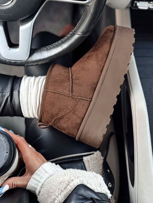 Śniegowce damskie na platformie brązowe ALPIKA Dstreet ZY0563