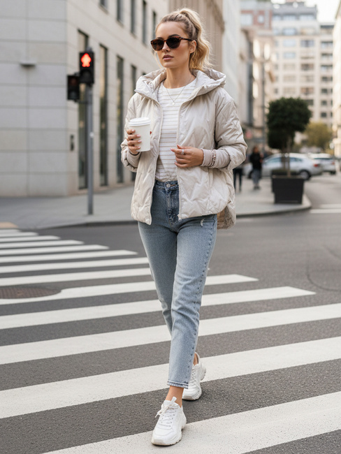 Kurtka damska przejściowa pikowana z kapturem szara Dstreet TY5560