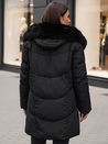 Kurtka damska zimowa MORISIO długa pikowana z kapturem czarna Dstreet TY4702z