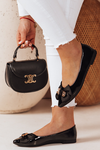 Baleriny damskie na płaskim obcasie TEDBOW czarne Dstreet ZY0766