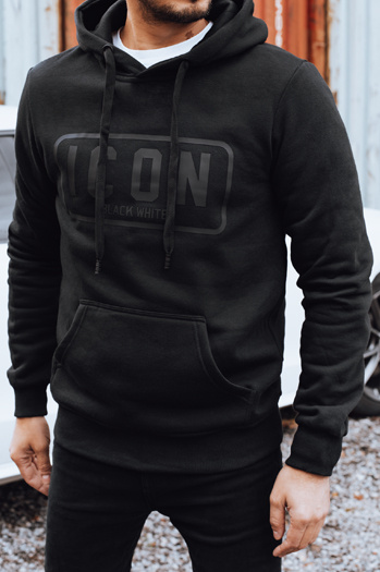 Bluza męska ocieplana z nadrukiem czarna Dstreet BX5919