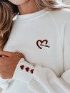 Bluza damska oversize z haftem serc MONLOVE biała Dstreet BY1507