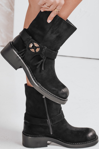 Botki damskie zamszowe czarne Dstreet ZY1097