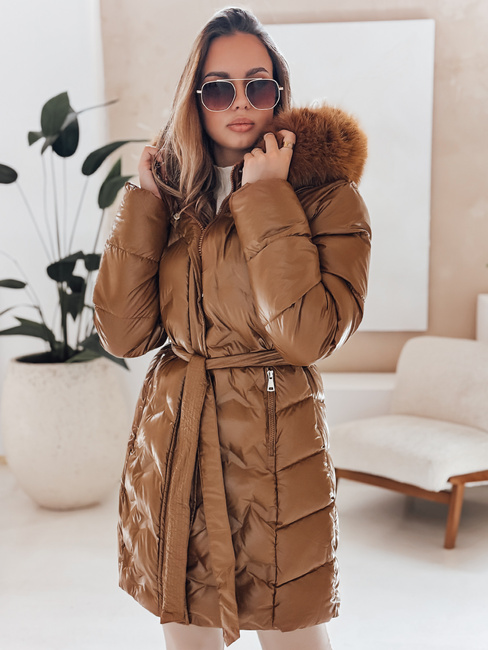 Kurtka zimowa damska CASSERIE pikowana z kapturem coffee Dstreet TY4925