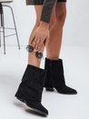 Botki damskie zamszowe z szeroką cholewką czarne Dstreet ZY1026