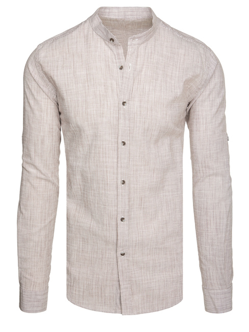 Koszula męska ze stójką z długim rękawem brązowa Dstreet DX2660