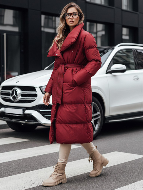 Płaszcz damski długi pikowany FAVI bordowy Dstreet TY4961