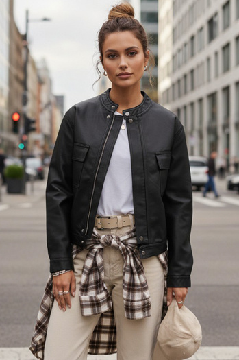 Kurtka damska skórzna czarna Dstreet TY5539