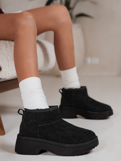 Śniegowce damskie na grubej podeszwie czarne Dstreet ZY1284