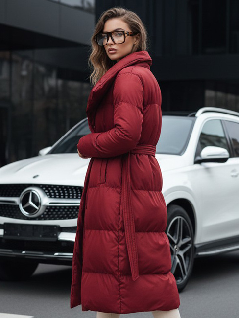 Płaszcz damski długi pikowany FAVI bordowy Dstreet TY4961