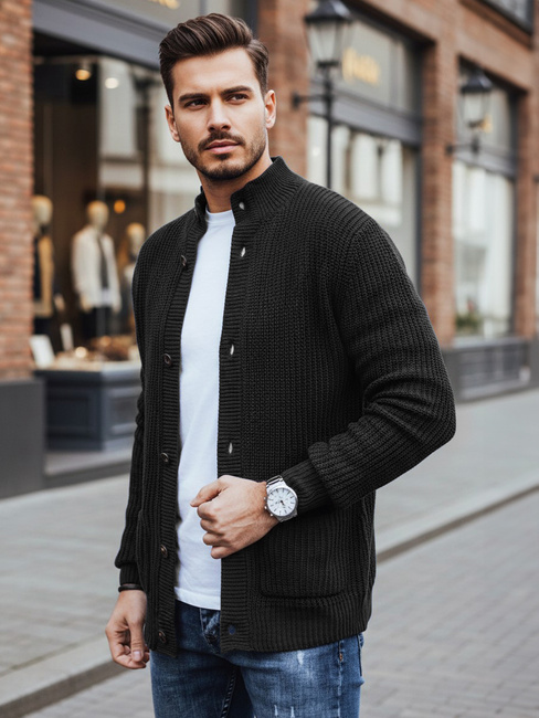 Sweter męski kardigan czarny Dstreet WX2347