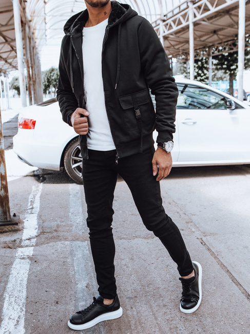 Ocieplana bluza męska rozpinana czarna Dstreet BX5623