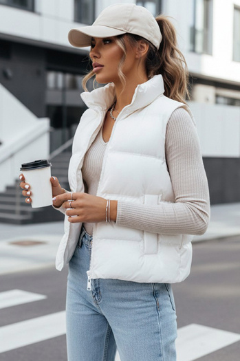 Pikowana kamizelka damska WILLOW biała Dstreet TY3798