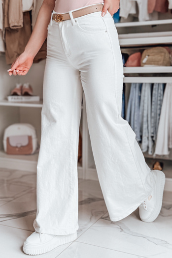 Spodnie damskie wide leg LEGBLISS białe Dstreet UY2676
