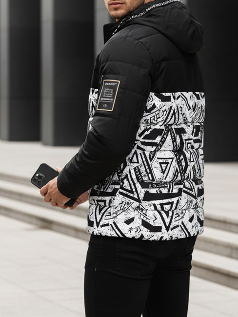 Kurtka męska zimowa pikowana z kapturem czarna Dstreet TX5131