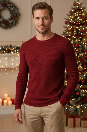 Sweter męski bordowy WX2295z