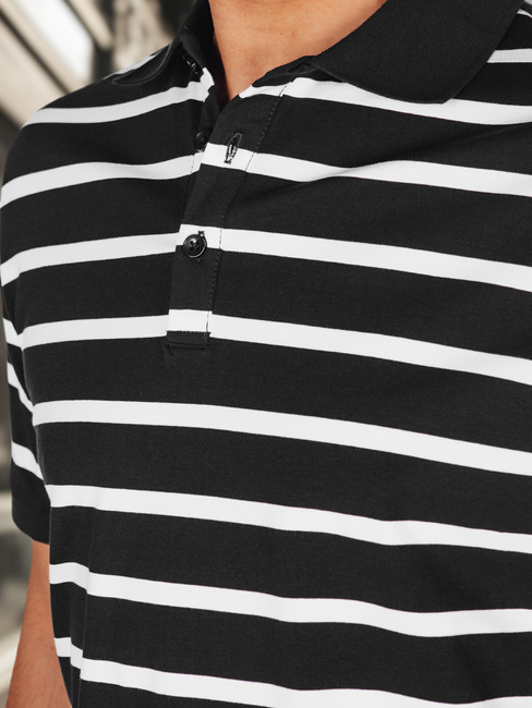 Koszulka męska polo w paski czarna Dstreet PX0636