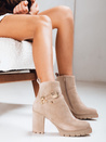 Botki damskie zamszowe na obcasie beżowe Dstreet ZY1265