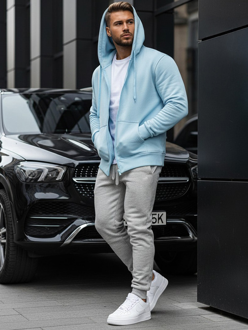 Bluza męska z kapturem błękitna Dstreet BX4246