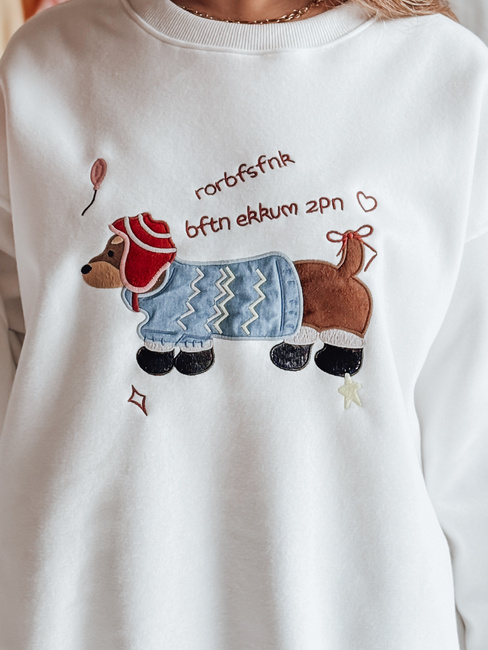 Bluza damska oversize z haftem DOGSWEETY biała Dstreet BY1478