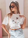 T-shirt damski oversize z pieskiem CUTE TAIL biały Dstreet RY2904