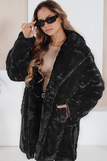 Płaszcz zimowy damski z futerkiem czarny Dstreet TY5143