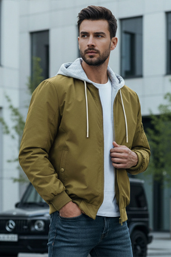 Kurtka męska bomberka z kapturem zielona Dstreet TX5022