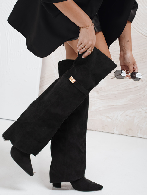 Kozaki damskie zamszowe czarne Dstreet ZY1150