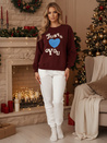 Bluza damska oversize z nadrukiem JUST LOVE YOU bordowa Dstreet BY1474z