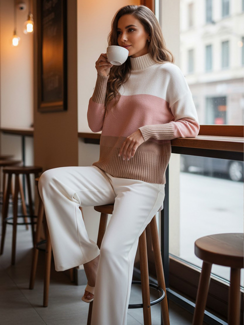 Sweter damski STRIPELO różowy Dstreet MY2417