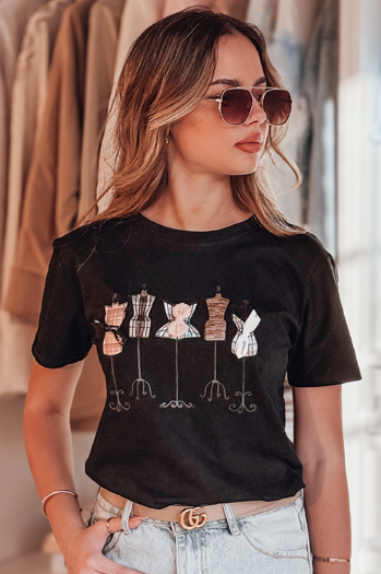 T-shirt damskie z nadrukiem MANETEE czarny Dstreet RY2729