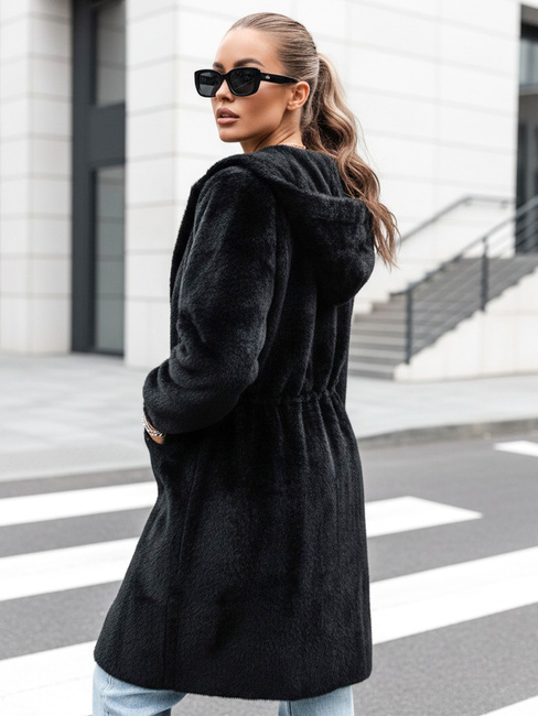 Płaszcz damski długi z kapturem MELBY czarny Dstreet NY0671