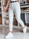 Spodnie damskie slim fit z paskiem TAIRONIK jasnoszare Dstreet UY2538