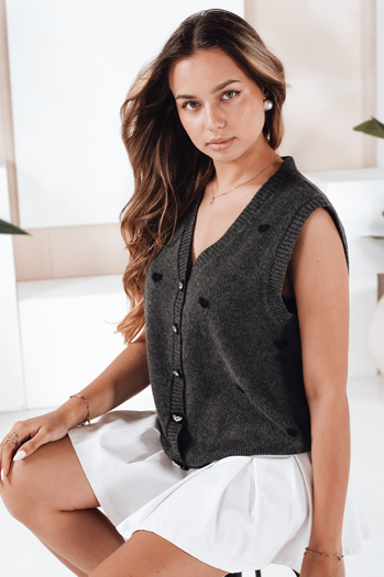 Sweter damski bez rękawów ciemnoszary Dstreet MY2521