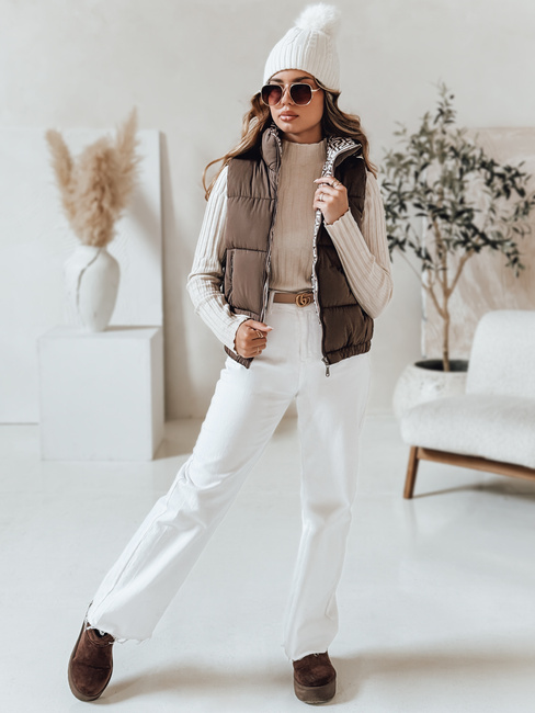 Kamizelka damska pikowana URBANELLE jasnobrązowa Dstreet TY4971